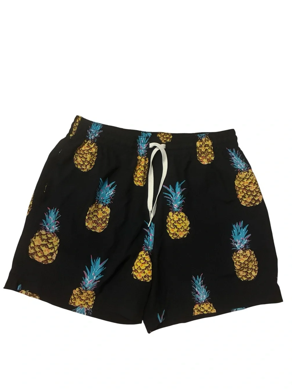 chubbies Black Swim Trunks with Yellow Pineapple and Blue-Teal Tops